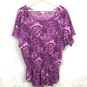 Izod Ruffle Top Peplum Blouse Summer Dolman Shirt